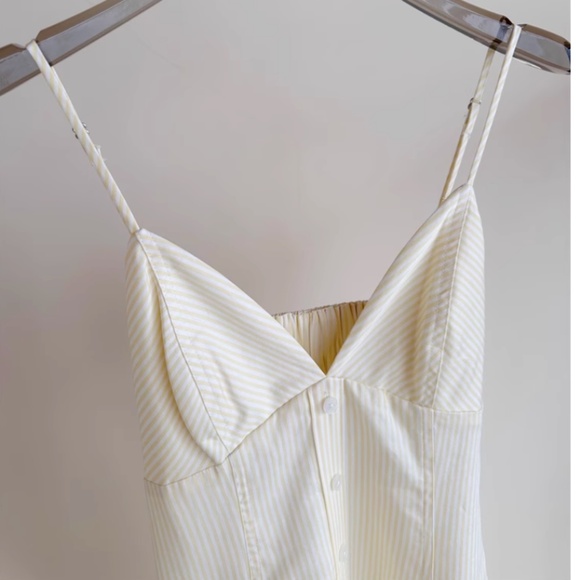 BEST SIMKHAI Honor Cotton Midi Dress - Buttercream Stripe Yellow White Casual - Picture 7 of 9